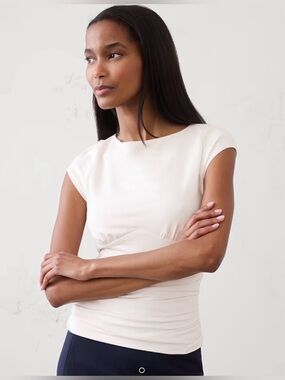 Banana Republic Factory Soft Stretch Shirred Boatneck Top